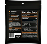 Nutrition facts for Protein Candy Bursts featuring tangerine flavor, high protein and low calorie information.